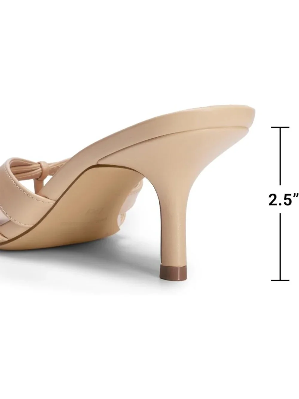 Women's Nude Faux Leather Square Open Toe Thong Mules Strappy Kitten Heels